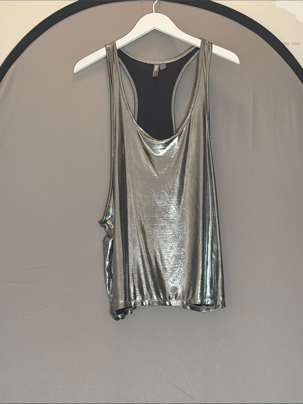 Metallic Silver Racerback Tank Top
